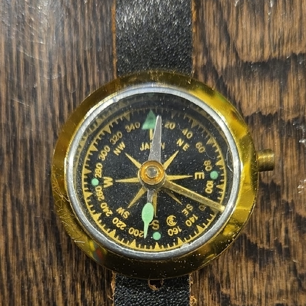 Gold and Black Men's Compass Watch